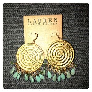 Ralph Lauren Gold and Turquoise Drop Earrings